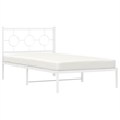 Pemberly Row Contemporary Rectangular Steel Twin Bed Frame in White