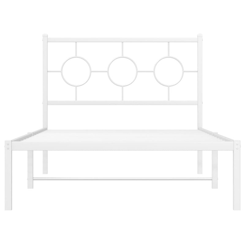 Pemberly Row Contemporary Rectangular Steel Twin Bed Frame in White
