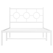Pemberly Row Contemporary Rectangular Steel Twin Bed Frame in White
