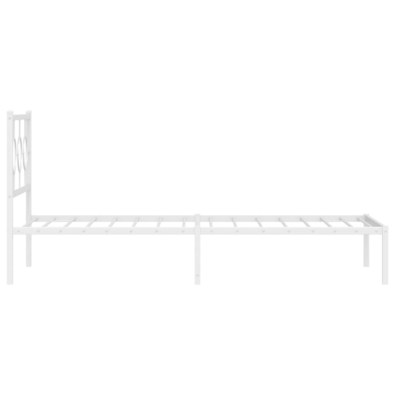 Pemberly Row Contemporary Rectangular Steel Twin Bed Frame in White