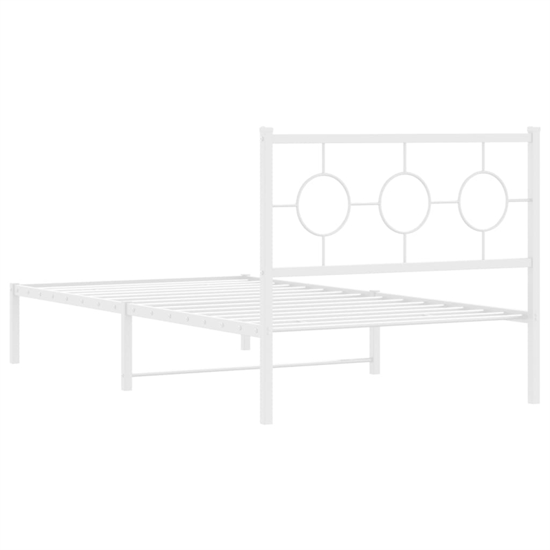Pemberly Row Contemporary Rectangular Steel Twin Bed Frame in White
