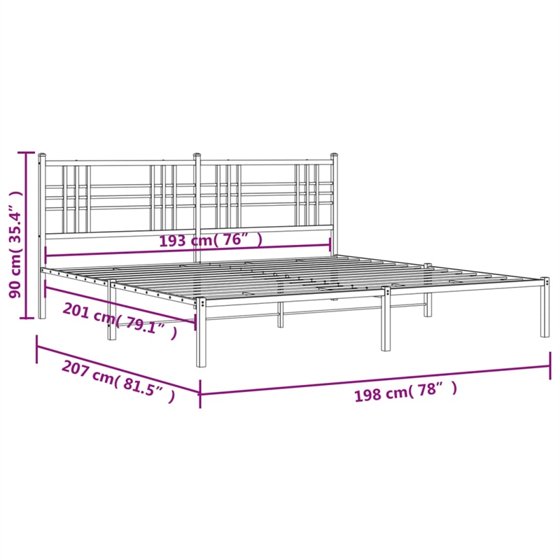 Pemberly Row Powder-Coated Steel King/Double Bed Frame in Black