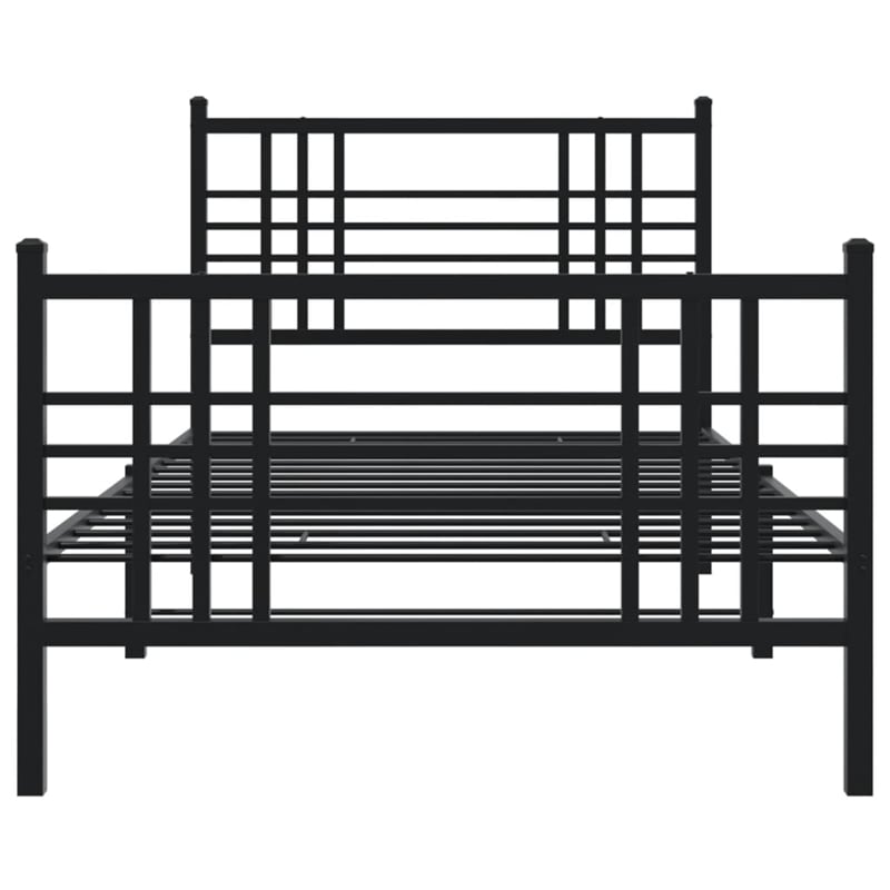Pemberly Row Contemporary Powder-Coated Steel Twin Bed Frame in Black