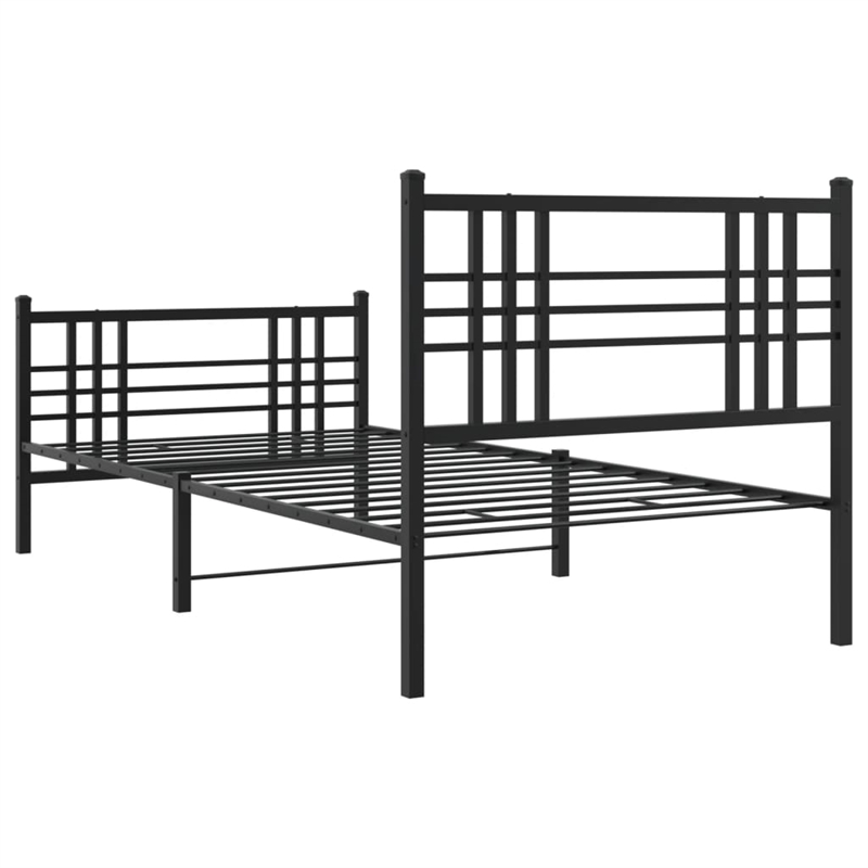 Pemberly Row Contemporary Powder-Coated Steel Twin Bed Frame in Black