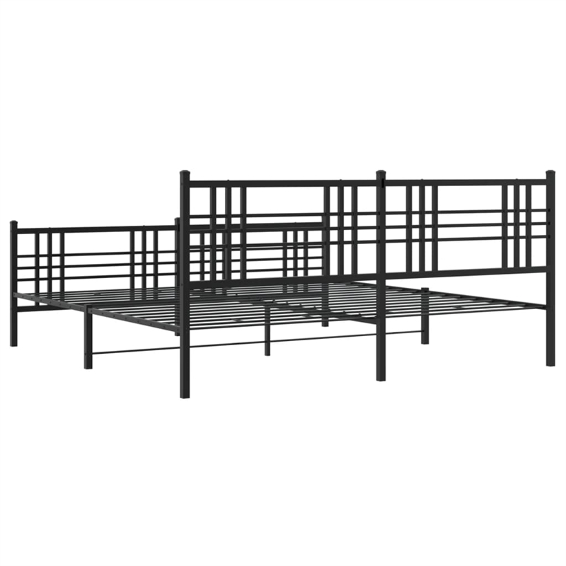 Pemberly Row Rectangular Modern Steel Full Bed Frame in Black