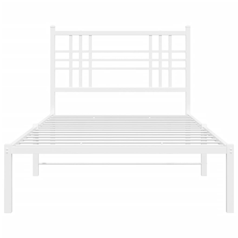 Pemberly Row Contemporary Powder-Coated Steel Twin Bed Frame in White