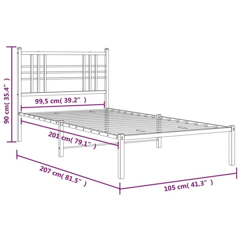 Pemberly Row Contemporary Powder-Coated Steel Twin Bed Frame in White