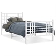 Pemberly Row Contemporary Rectangular Steel Single Bed Frame in White