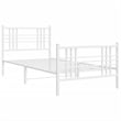 Pemberly Row Contemporary Rectangular Steel Single Bed Frame in White