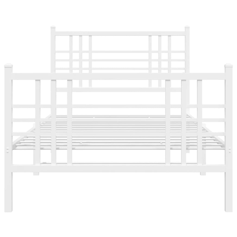 Pemberly Row Contemporary Rectangular Steel Single Bed Frame in White