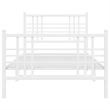 Pemberly Row Contemporary Rectangular Steel Single Bed Frame in White