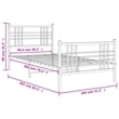 Pemberly Row Contemporary Rectangular Steel Single Bed Frame in White