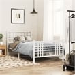 Pemberly Row Contemporary Rectangular Steel Single Bed Frame in White