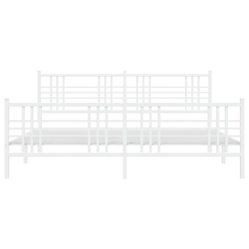 Pemberly Row Powder-Coated Steel King/Double Bed Frame in White