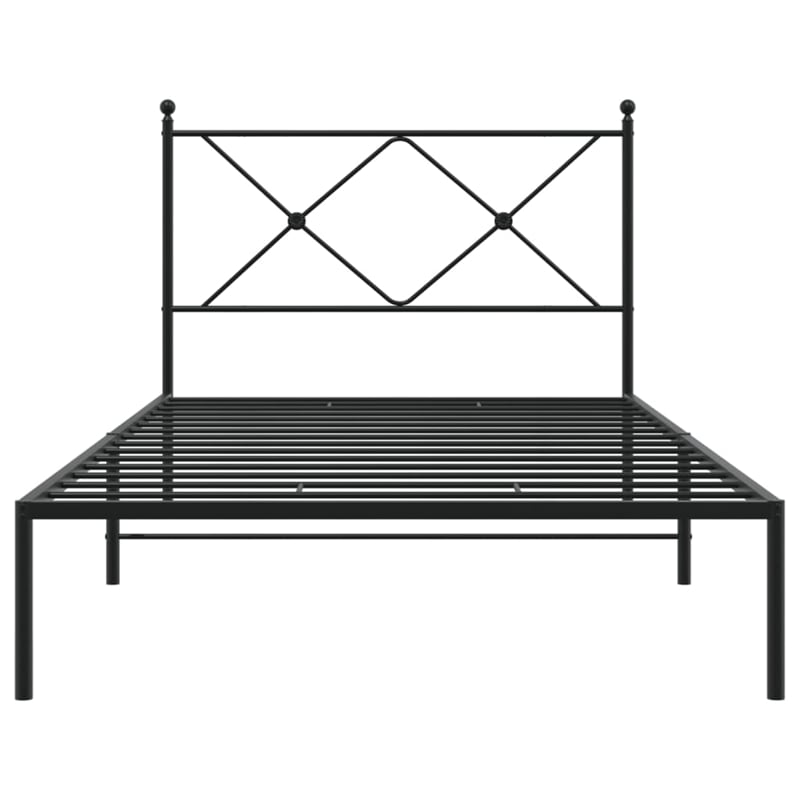 Pemberly Row Contemporary Powder-Coated Steel Twin Bed Frame in Black