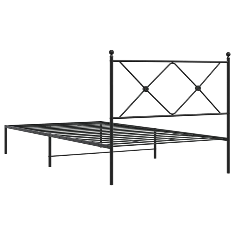 Pemberly Row Contemporary Powder-Coated Steel Twin Bed Frame in Black