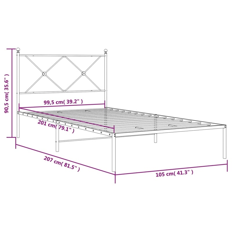 Pemberly Row Contemporary Powder-Coated Steel Twin Bed Frame in Black