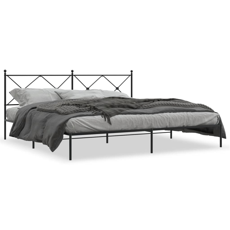 Pemberly Row Powder-Coated Steel King/Double Bed Frame in Black