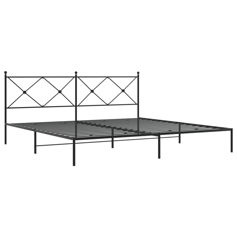 Pemberly Row Powder-Coated Steel King/Double Bed Frame in Black
