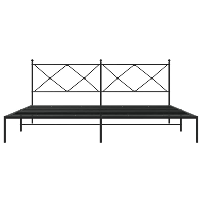 Pemberly Row Powder-Coated Steel King/Double Bed Frame in Black