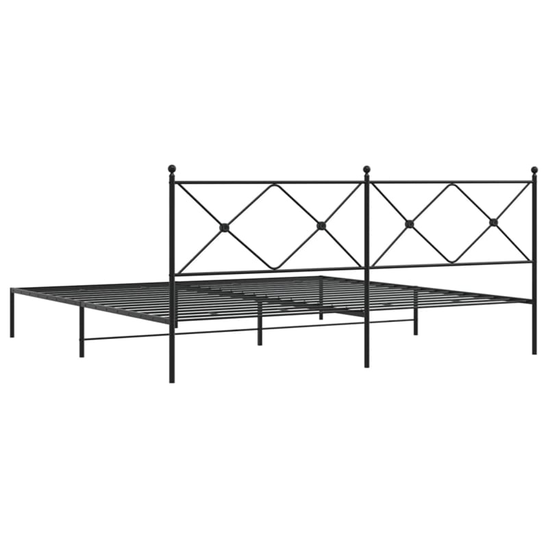 Pemberly Row Powder-Coated Steel King/Double Bed Frame in Black