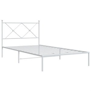 Pemberly Row Powder-Coated Steel Single Durable Bed Frame in White