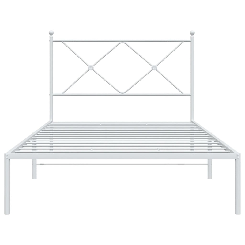 Pemberly Row Powder-Coated Steel Single Durable Bed Frame in White