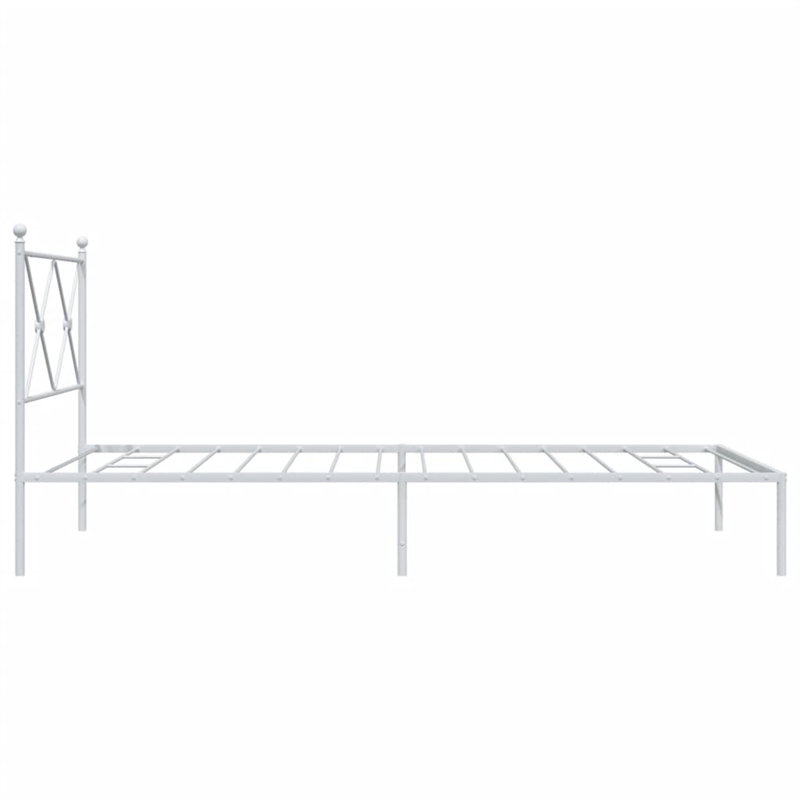 Pemberly Row Powder-Coated Steel Single Durable Bed Frame in White