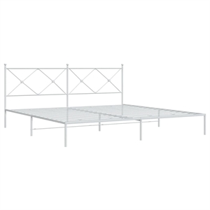 Pemberly Row Rectangular Powder-Coated Steel Full Bed Frame in White