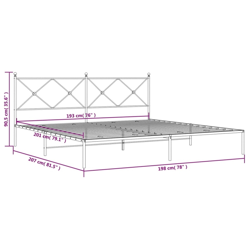 Pemberly Row Rectangular Powder-Coated Steel Full Bed Frame in White