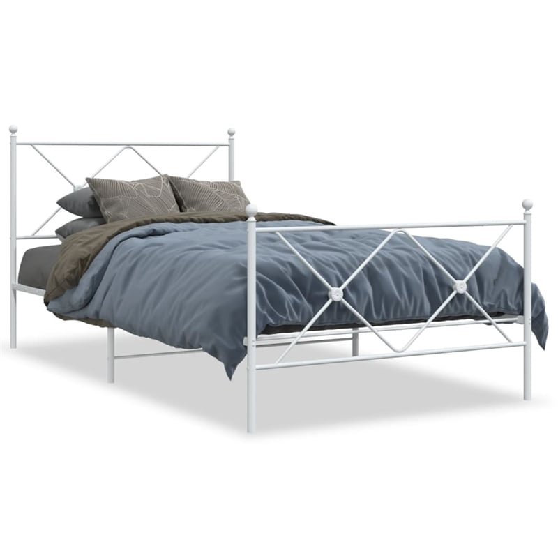 Pemberly Row 39.4 x 78.7 Rectangular Bed Frame in White Steel