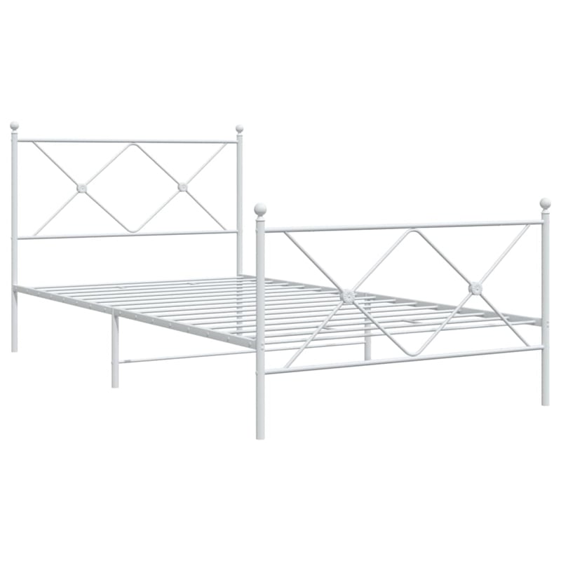Pemberly Row 39.4 x 78.7 Rectangular Bed Frame in White Steel