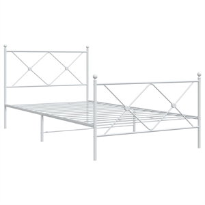 Pemberly Row 39.4 x 78.7 Rectangular Bed Frame in White Steel