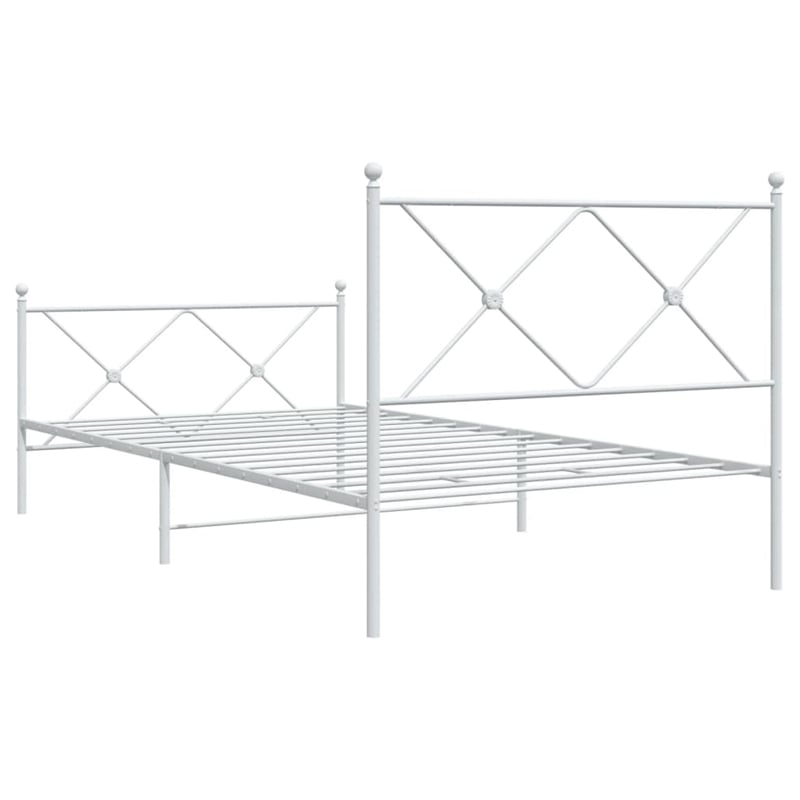 Pemberly Row 39.4 x 78.7 Rectangular Bed Frame in White Steel