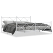 Pemberly Row Contemporary 76 x 80 Rectangular Bed Frame in White Steel