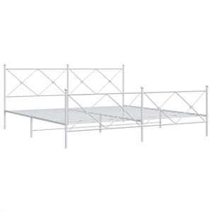Pemberly Row Contemporary 76 x 80 Rectangular Bed Frame in White Steel