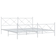 Pemberly Row Contemporary 76 x 80 Rectangular Bed Frame in White Steel