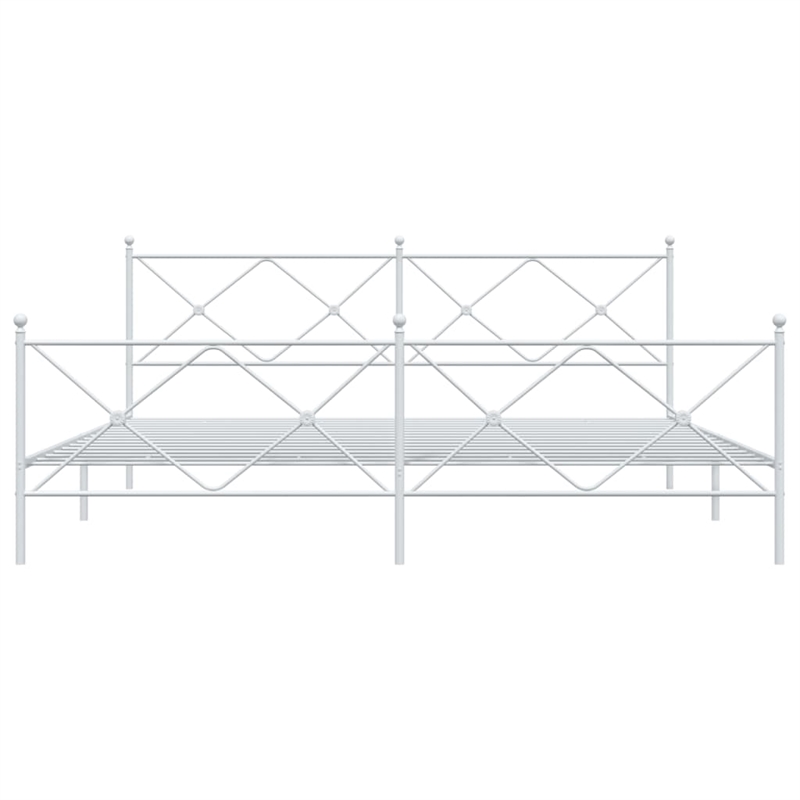 Pemberly Row Contemporary 76 x 80 Rectangular Bed Frame in White Steel