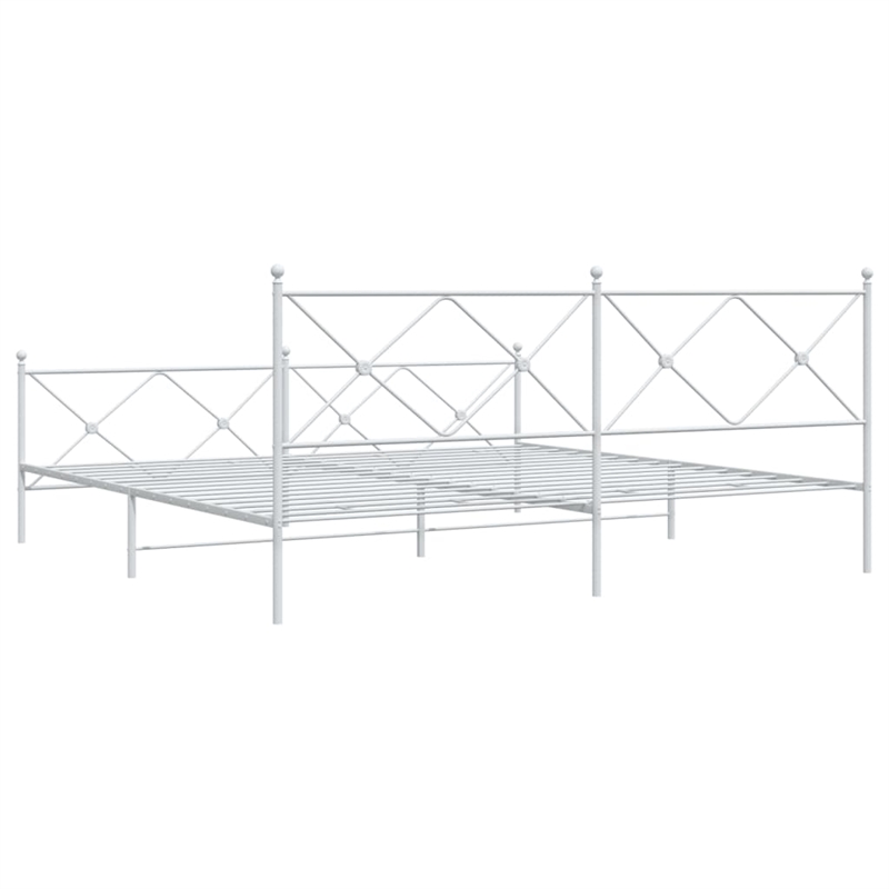 Pemberly Row Contemporary 76 x 80 Rectangular Bed Frame in White Steel