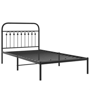 Pemberly Row Contemporary Engineered wood Twin Bed Frame in Black