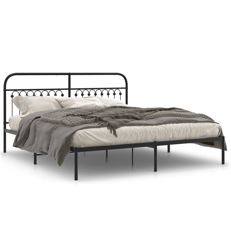 Pemberly Row Contemporary 72 x 80 Durable Bed Frame in Black Steel