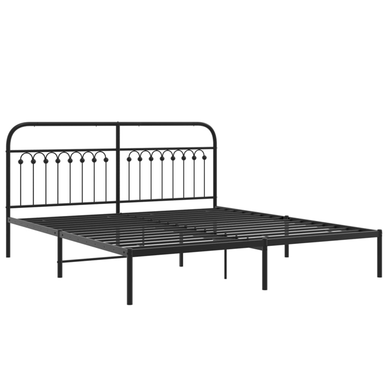 Pemberly Row Contemporary 72 x 80 Durable Bed Frame in Black Steel
