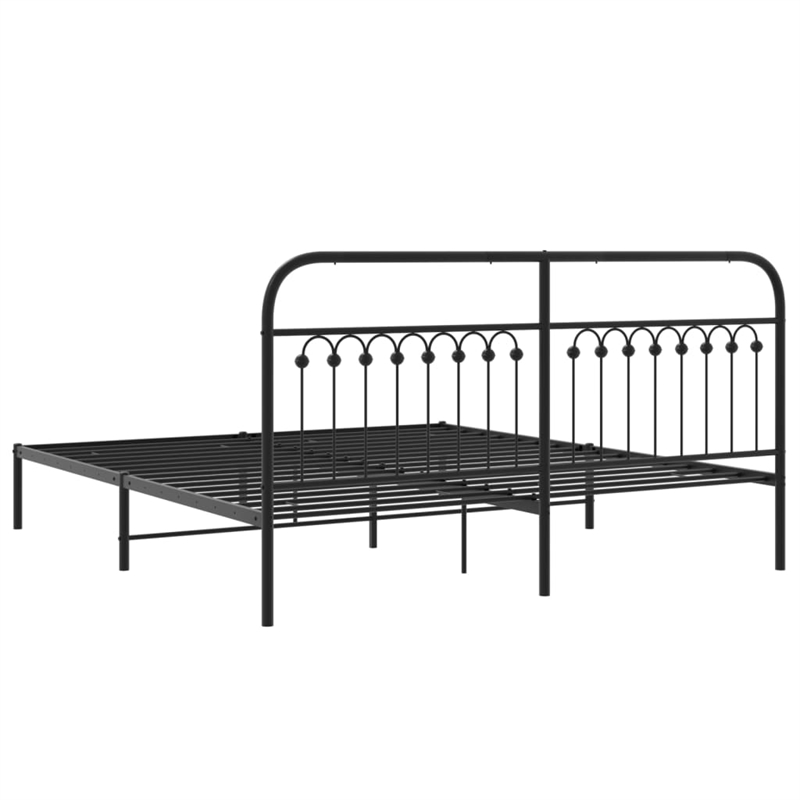 Pemberly Row Contemporary 72 x 80 Durable Bed Frame in Black Steel