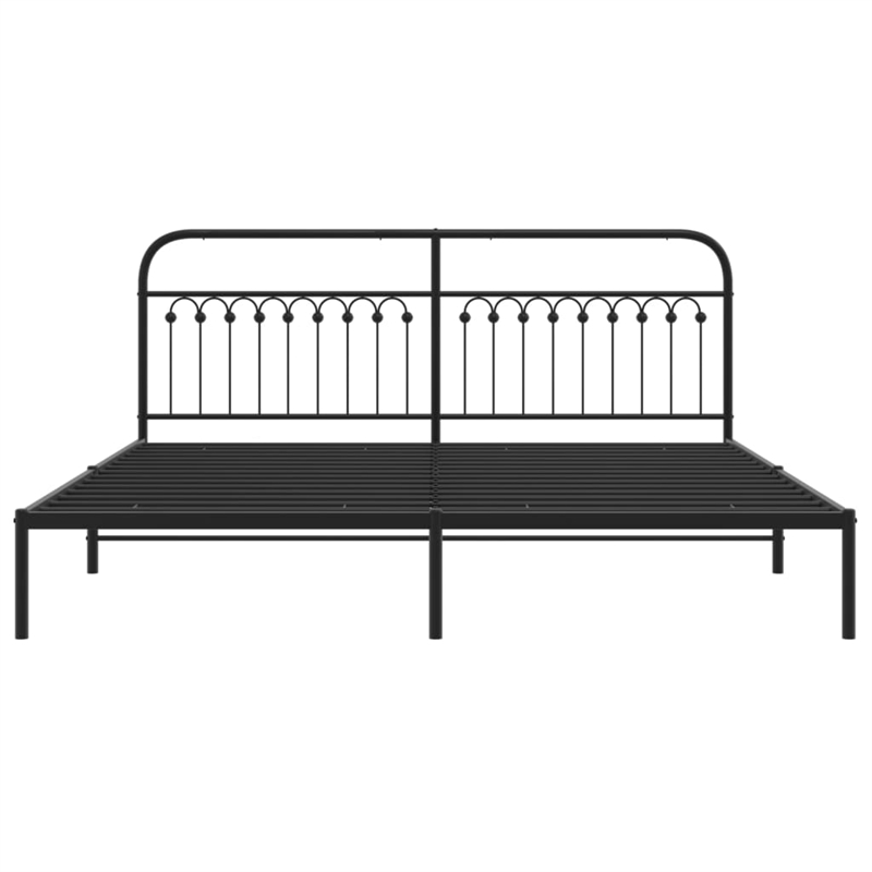 Pemberly Row Rectangular Modern Steel Full Bed Frame in Black