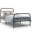 Pemberly Row Contemporary Rectangular 39.4x78.7 Bed Frame in Black Steel