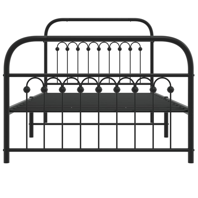 Pemberly Row Contemporary Rectangular 39.4x78.7 Bed Frame in Black Steel