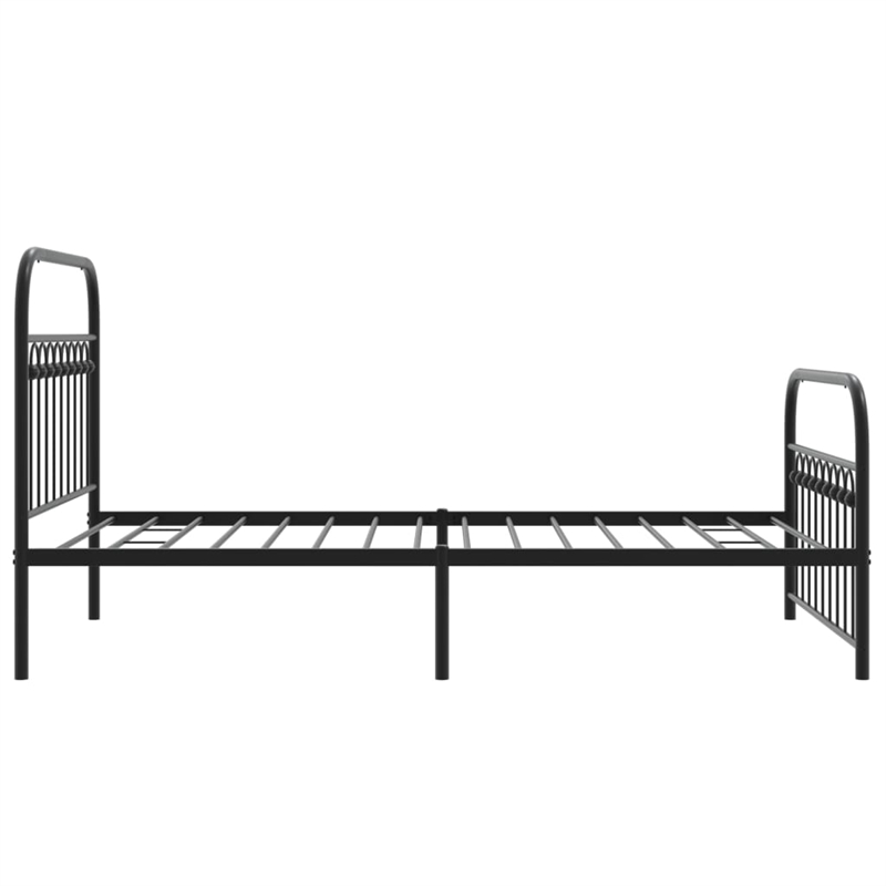 Pemberly Row Contemporary Rectangular 39.4x78.7 Bed Frame in Black Steel