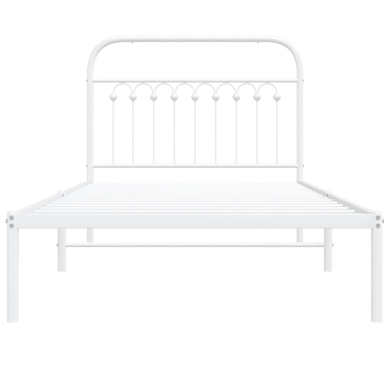 Pemberly Row Rectangular Transitional Steel Twin Bed Frame in White