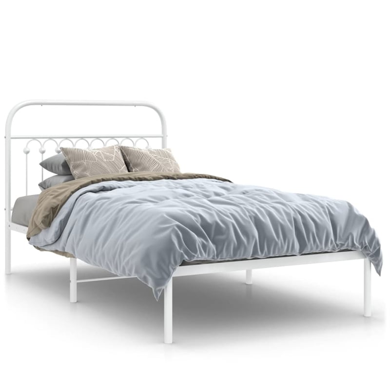 Pemberly Row 39.4 x 78.7 Rectangular Bed Frame in White Steel