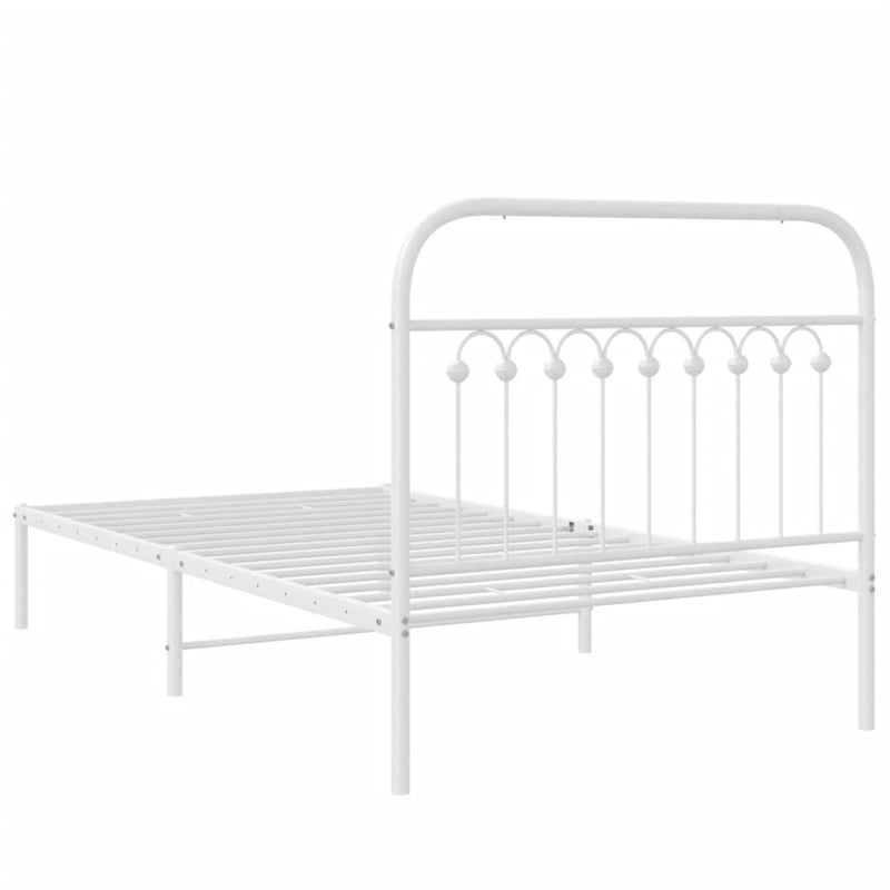 Pemberly Row 39.4 x 78.7 Rectangular Bed Frame in White Steel